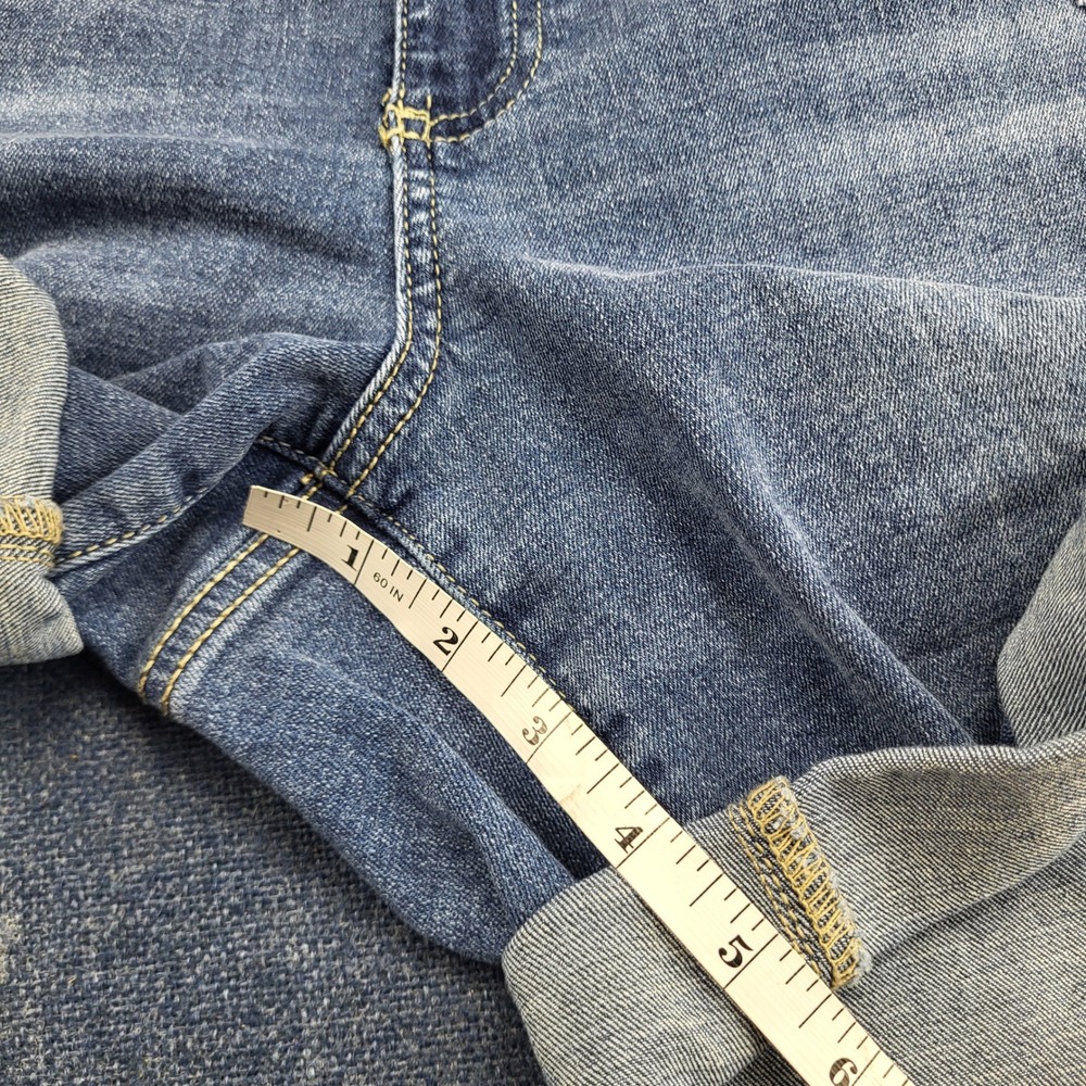 Seven7 Womens Relaxed Bermuda Distressed Denim Shorts Med Wash Blue Sz 16 Cutoff - Picture 11 of 11
